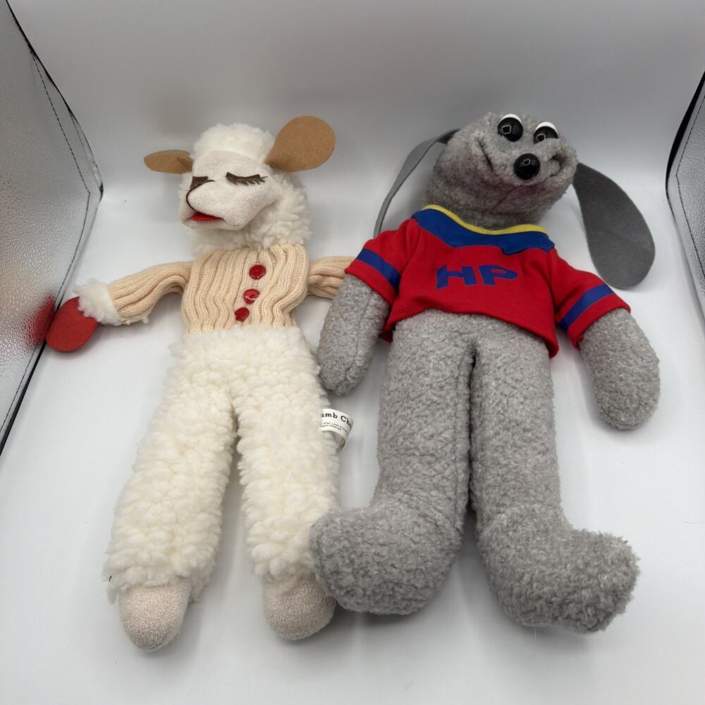 Vintage 1992 Shari Lewis Lamb Chop & Hush Puppy 1993 Plush Hand Puppet Set